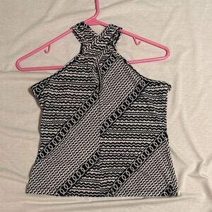 Black and White Patterned Women's Top